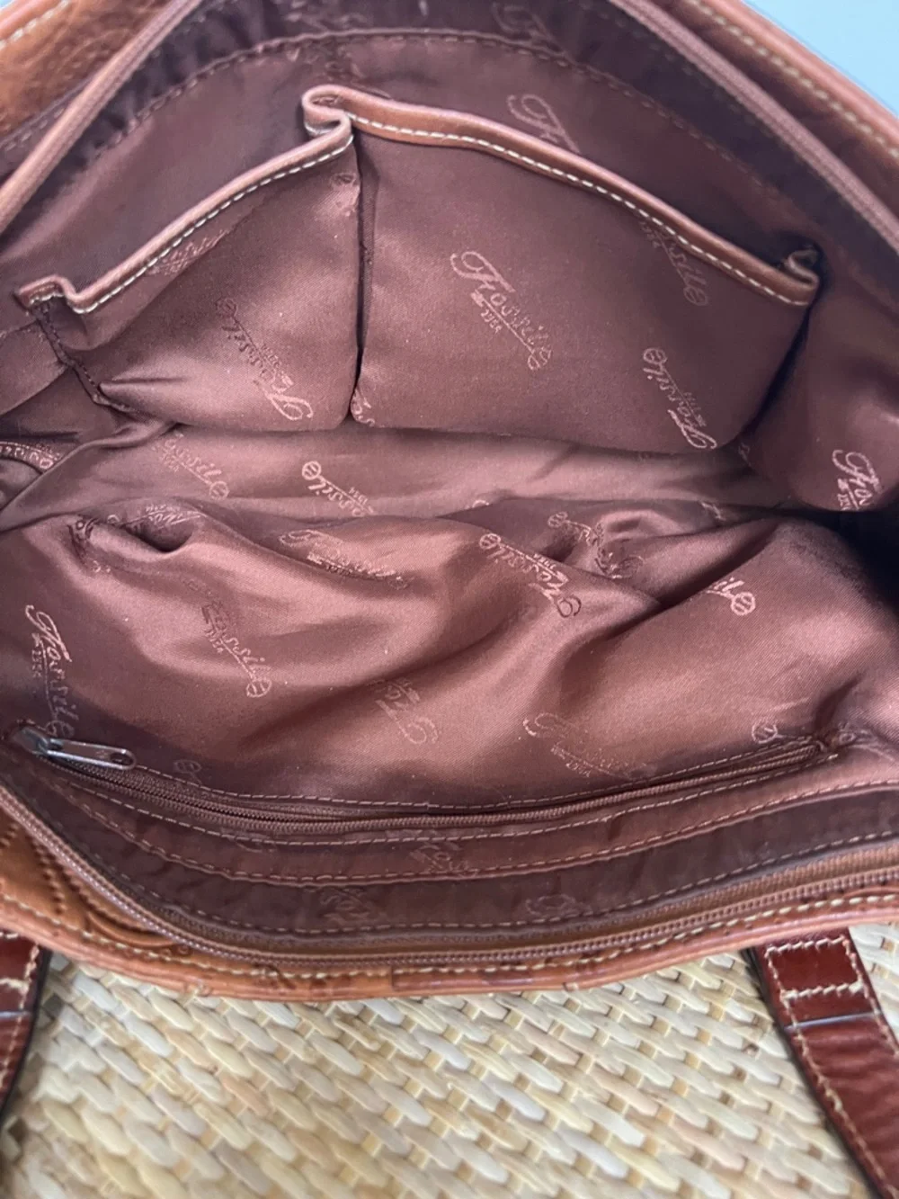 Fossil Tooled Floral leather Y2K Satchel Shoulder Bag Caramel Brown Leather - Picture 6 of 13